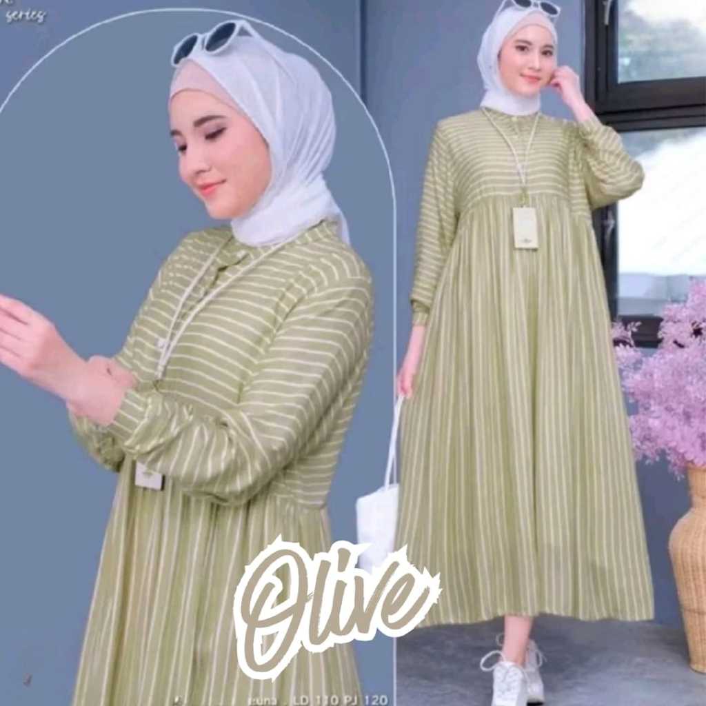 Promo Nanda Midi Dress Salur -  Luna Adem Women's Dress Midi Dress Salur Jawani Terbaru Gamis Salur 