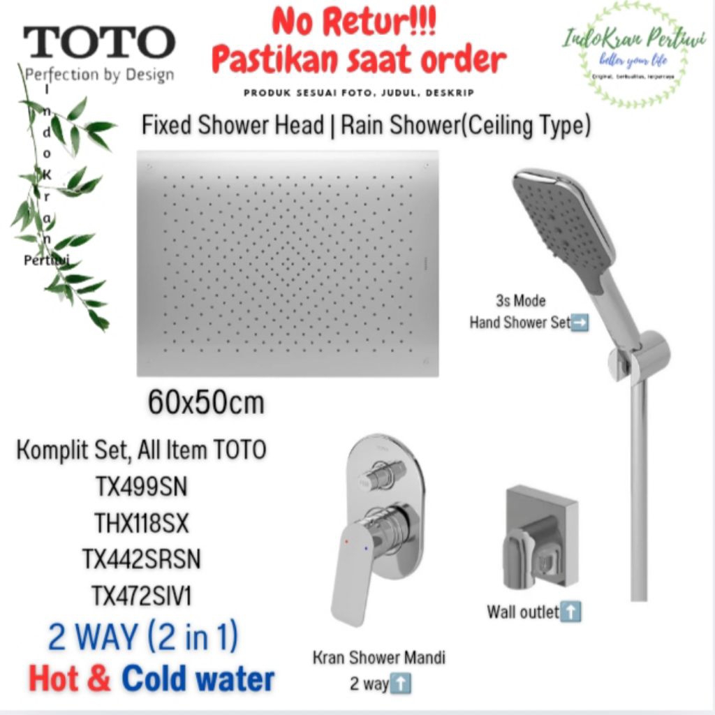 Shower Mandi Paket TOTO TX499SN+THX118SX+TX442SRSN+TX472SIV1 (Komplit Set/2in1/Hot & Cold)/Shower Ma