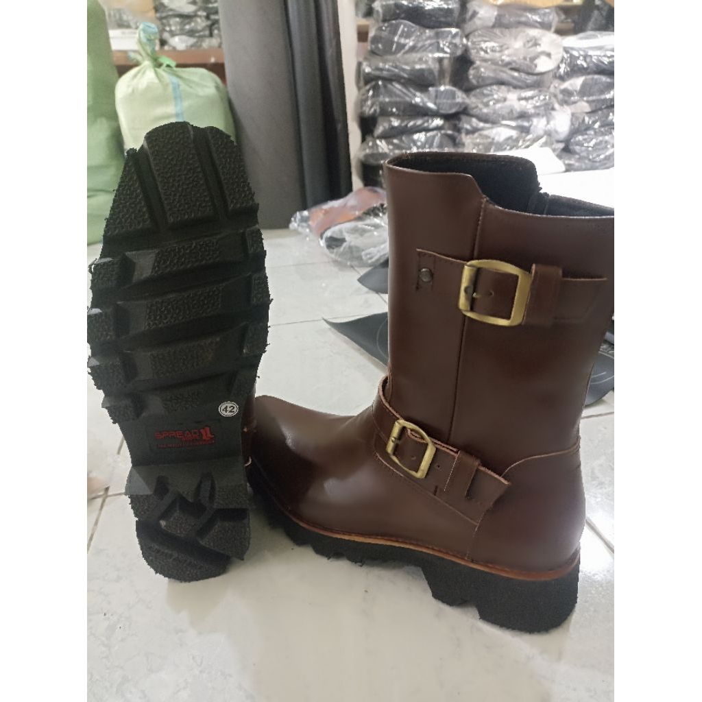 sepatu jenggel koboi bahan kulit