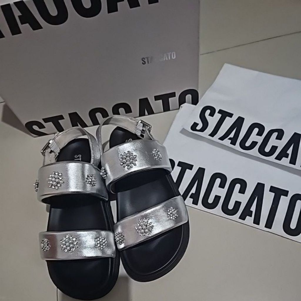preloved staccato sepatu sendal staccato 38 silver