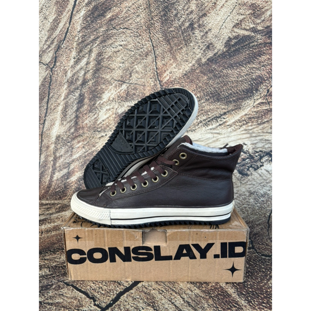 ( Size 42 ) Converse CT Mid Shearling Hiker PC 2 Chocolate Leather