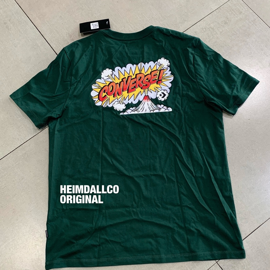 Converse Volcano Comic T-Shirt Green Envy CONMT2114386
