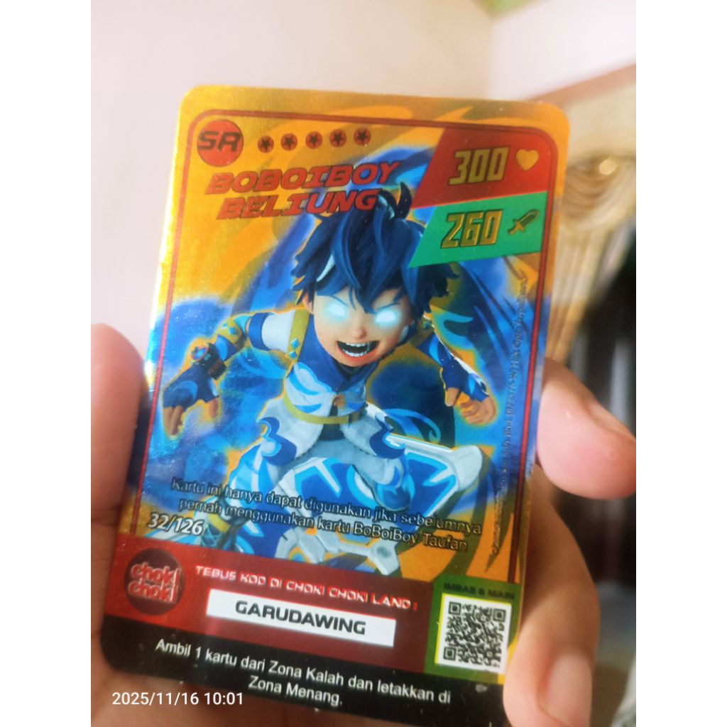 kartu Boboiboy beliung SR Choki-choki