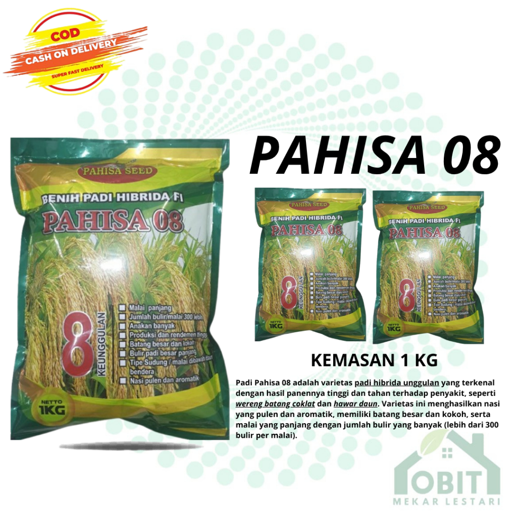 Benih Padi Hibrida PAHISA 08 1KG - Cap Pahisa Seed ORIGINAL KEMASAN PABRIK