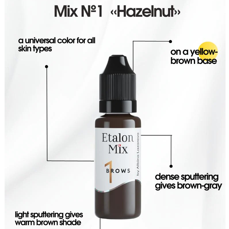 Etalon Pigment HAZELNUT/tinta etalon/Tinta sulam alis,bibir,eyeliner/Tinta tattoo alis,bibir,eyelir/