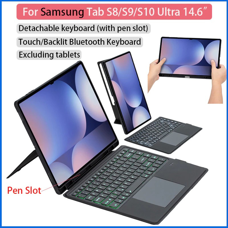 Magic TouchPad Backlight Keyboard Case for Samsung Galaxy Tab S10 Plus /Tab S9 FE Plus /Tab S9 Plus 