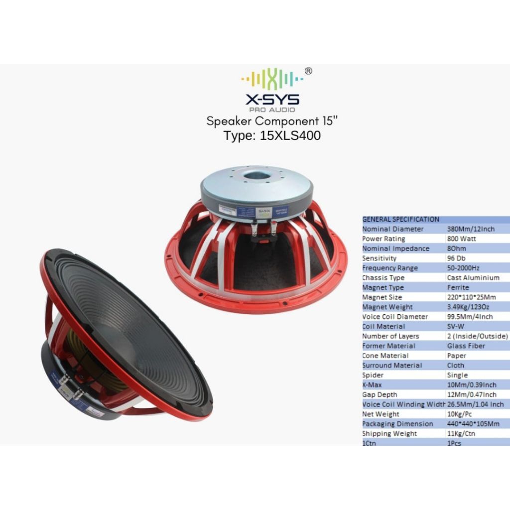 Speaker X-Sys 15XLS400 15 Inch Voice Coil 4 Inch