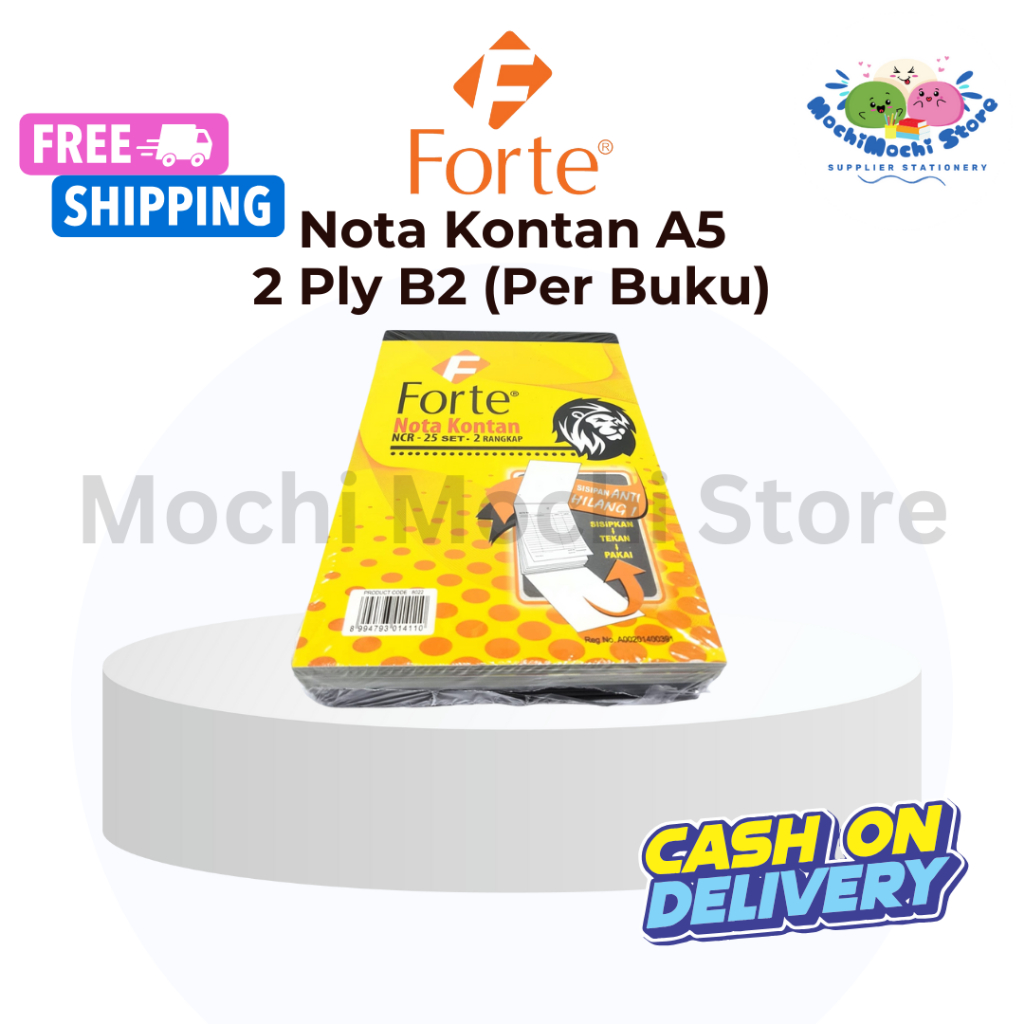 Buku Nota Kontan A5 2 Ply Forte (B2) | Nota Kontan Forte HVS-2 Rangkap | Nota Besar  | Nota Kontan R