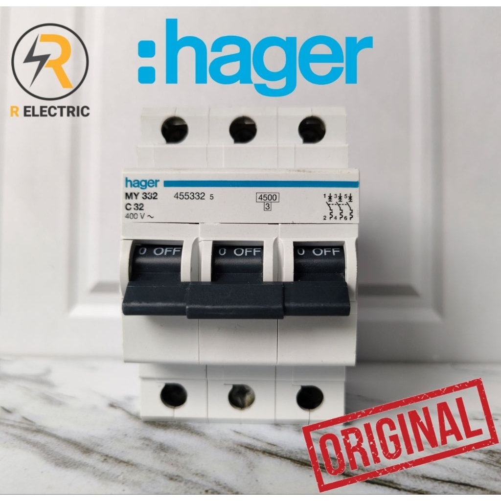 MCB 3P 3PHASE hager C25A, C16a, C20a, C32A, C40A, C50A ORIGINAL GRANSI