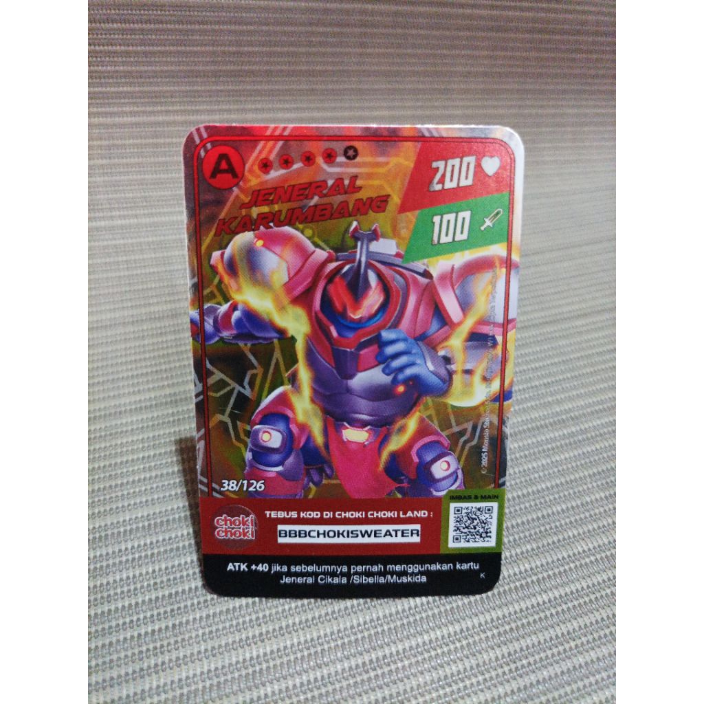 Kartu choki choki boboiboy monsta galaxy jeneral karumbang 38/126 silver foil