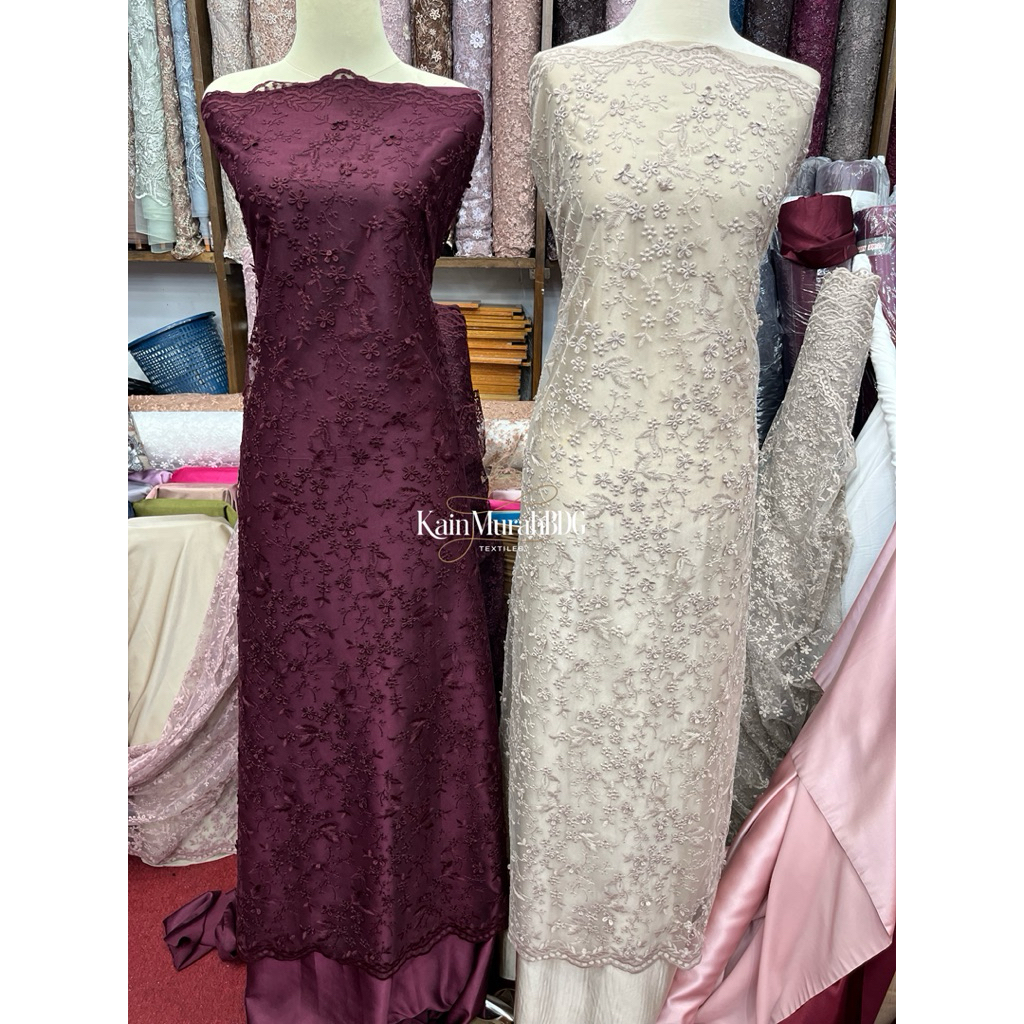 Tulle/Tille/Tile Lusya Bordir Premium Motif Bunga Bahan Lembut
