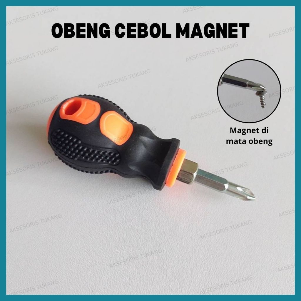 Obeng Cebol Mini Magnet Bolak Balik Plus Minus Pendek Kecil KODAI