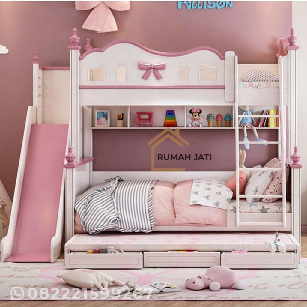 tempat tidur anak tingkat 3 laci penyimpanan,dipan anak tingkat prosotan lemari