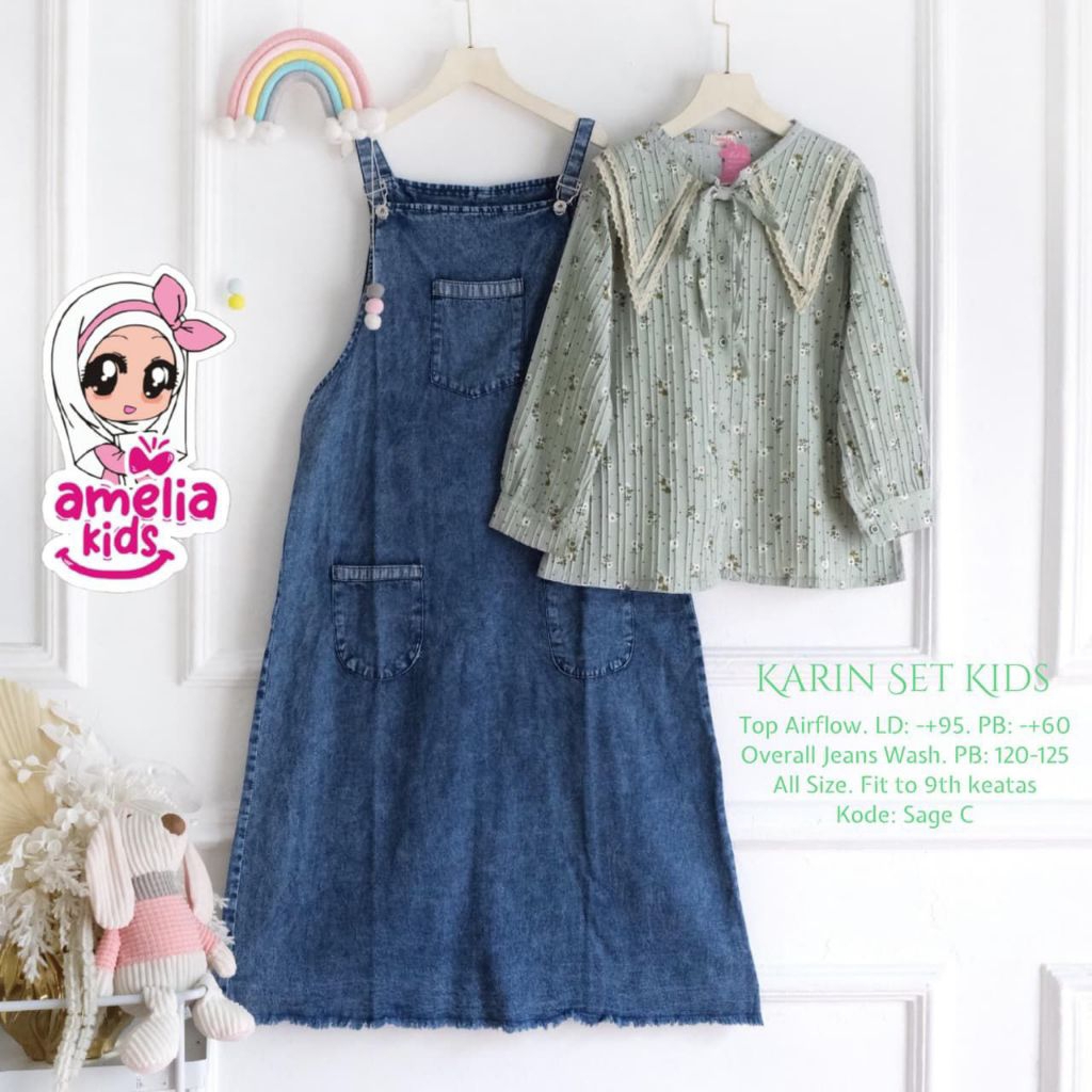 KARIN SET OVERALL REMAJA CEWEK PREMIUM USIA 9 TAHUN KEATAS ORI AMELIA