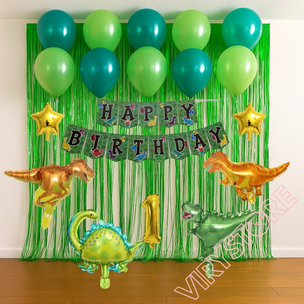 [VS] Paket Set Dekorasi Ulang Tahun Dinosaurus/ Paket Ulang Tahun Dinosaurus/ Set Dekorasi Jungle Di