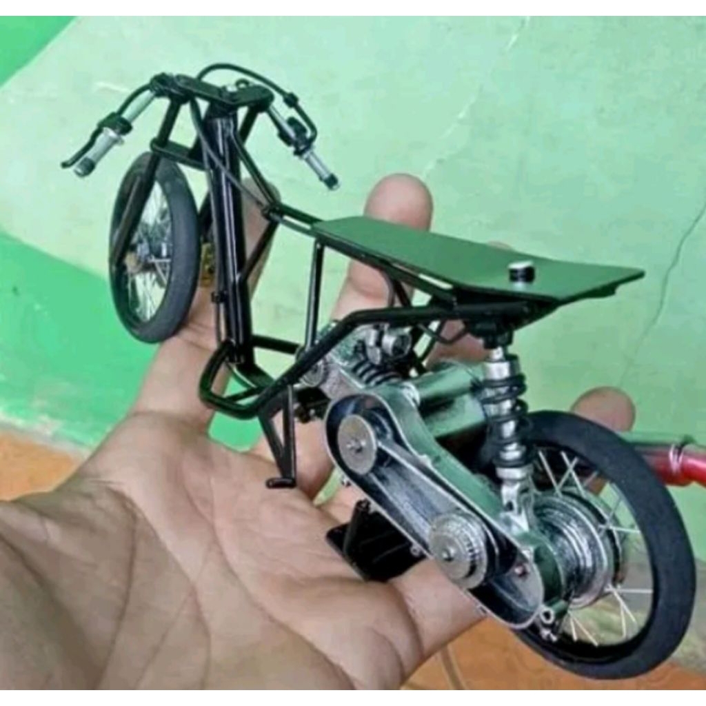 mainan miniatur motor drag Honda beat karbu downsize model