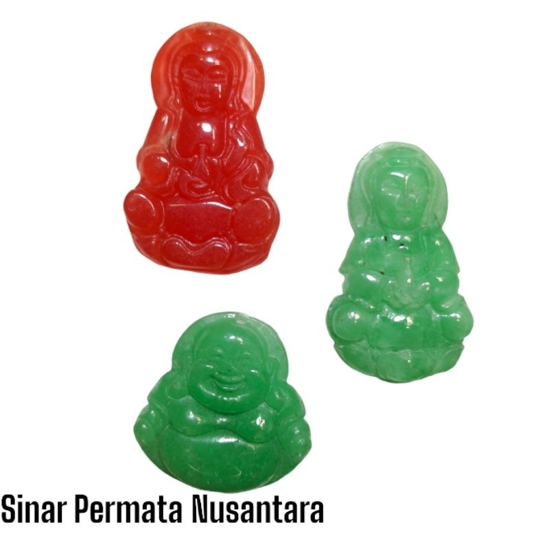 Liontin batu Jadeite jade / giok kwanim budha tambahan accesories bandulan kalung pria wanita / LBG-