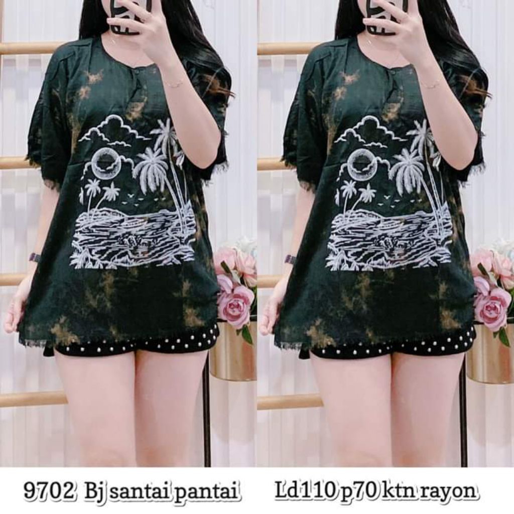 Atasan katun Rayon Bali Pantai Atasan Wanita Katun Adem Kaos rayon Premium