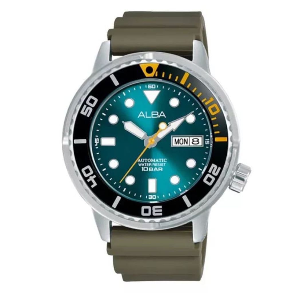 Jam Tangan Pria ALBA Mechanical AL4249X1 al4249 Automatic Green Emerald Dial Original