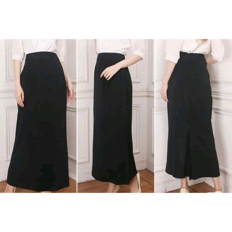 ROK SPAN BELAH BELAKANG SERAGAM SEKOLAH HITAM smp/sma