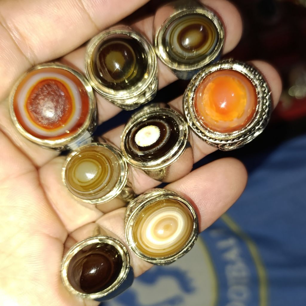 CA 58 Cincin Batu Akik Sulaiman dan Yaman wulung model mata dewa/motif sumur/ puser bumi asli natura