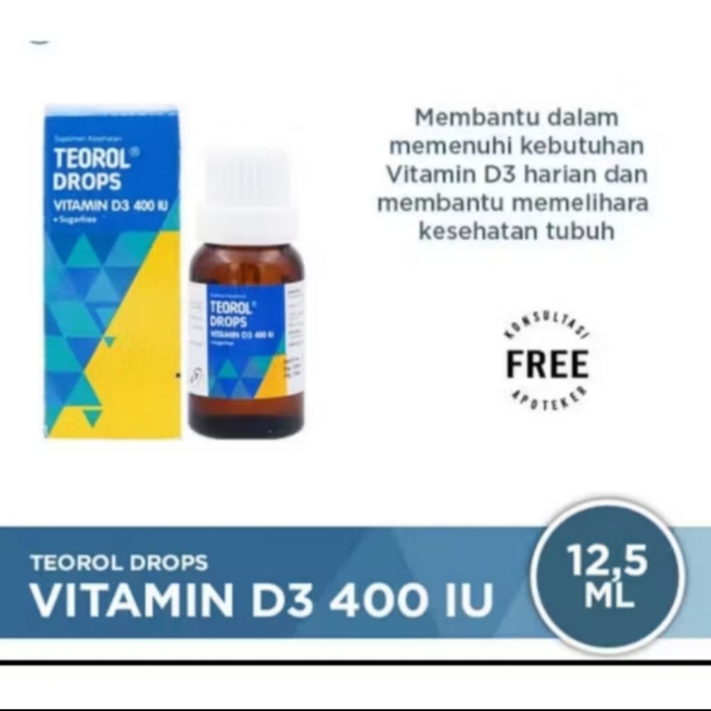 TEOROL DROPS 12,5 ML vitamin D3 Teorol Drops Vitamin D3 400 IU DSuplemen Vitamin D