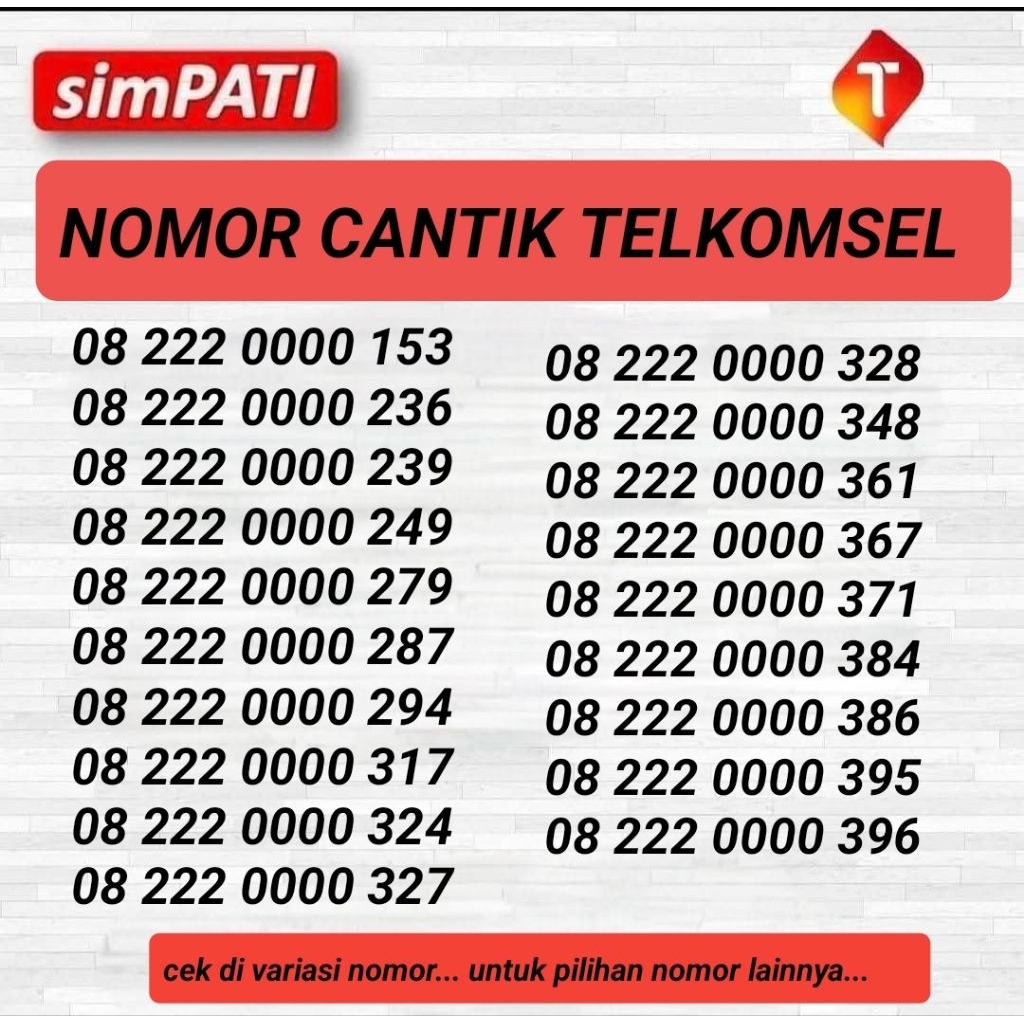 NOMOR CANTIK TELKOMSEL 082220000xxx - NOMOR CANTIK SIMPATI - KARTU PERDANA TELKOMSEL