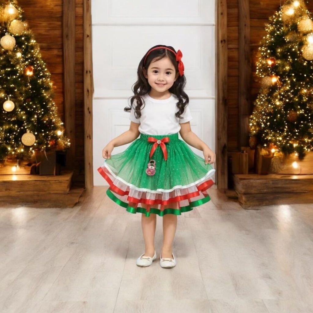 Rok tutu anak anak/Rok layer layer/Rok natal/Rok ukuran baby-12tahun