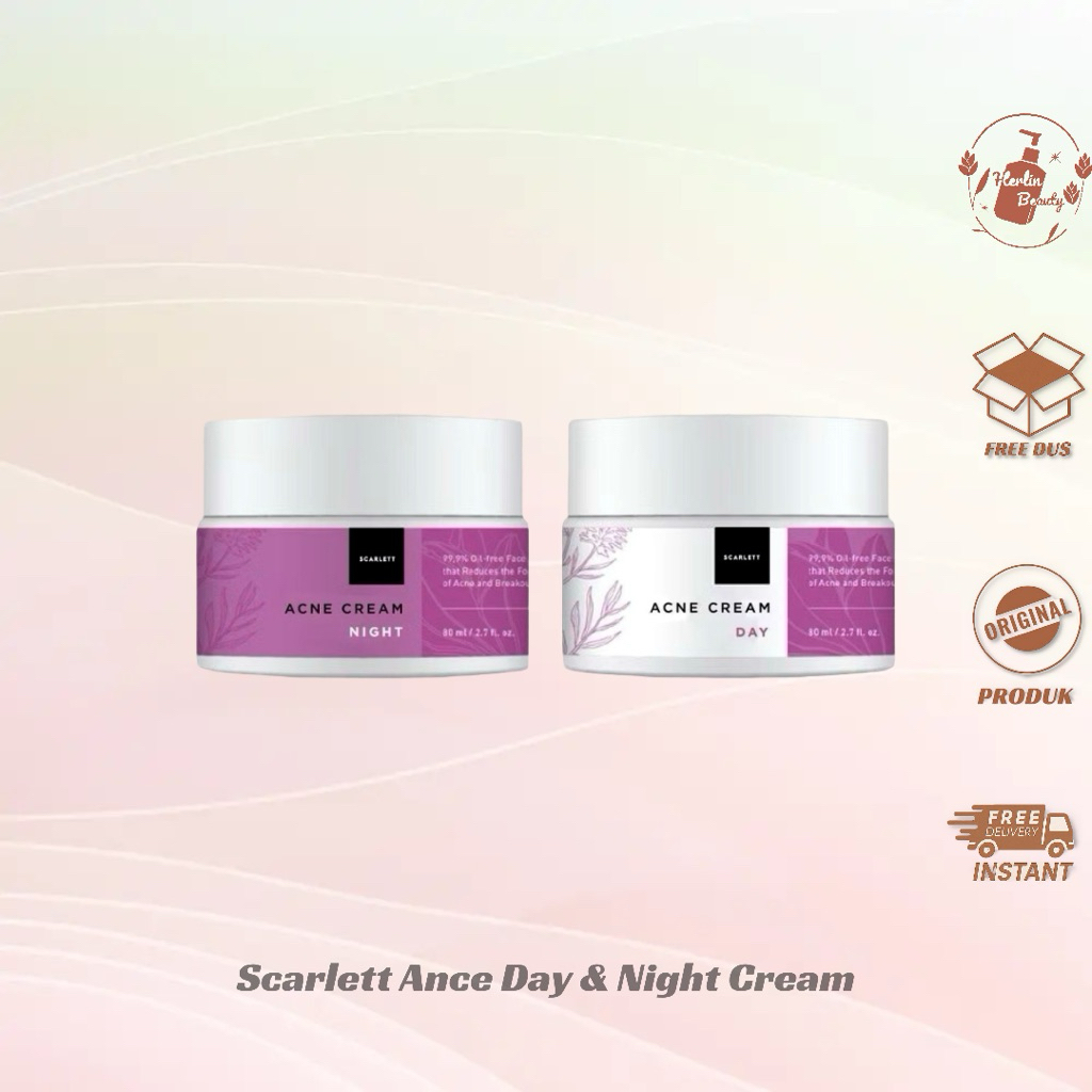 Scarlett Acne Day & Night Cream Series , Krim Untuk Kulit Wajah Berjerawat