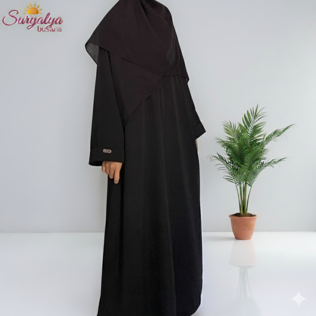 Abaya Hitam Polos Wanita Wolpis Premium