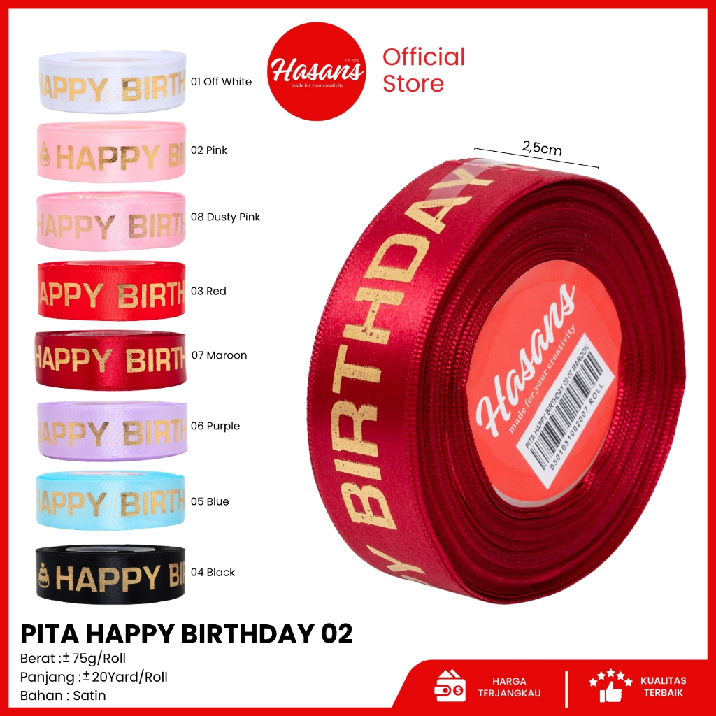 Hasans / [1 ROLL] Pita Kado Ulang Tahun / Pita Hampers Valentine / Pita Kado Motif Bermotif / Pita H