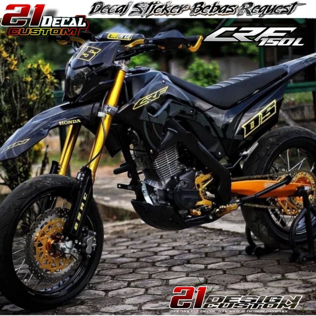 decal crf 150 l desihn simpel keren hitam motif kuning