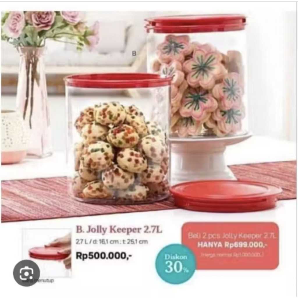 Tupperware Flash Sale - Jolly Keeper 2.7L (2pcs) @ 2.7L / d. 16.1 cm; t. 25.1 cm - Harga normal Rp. 