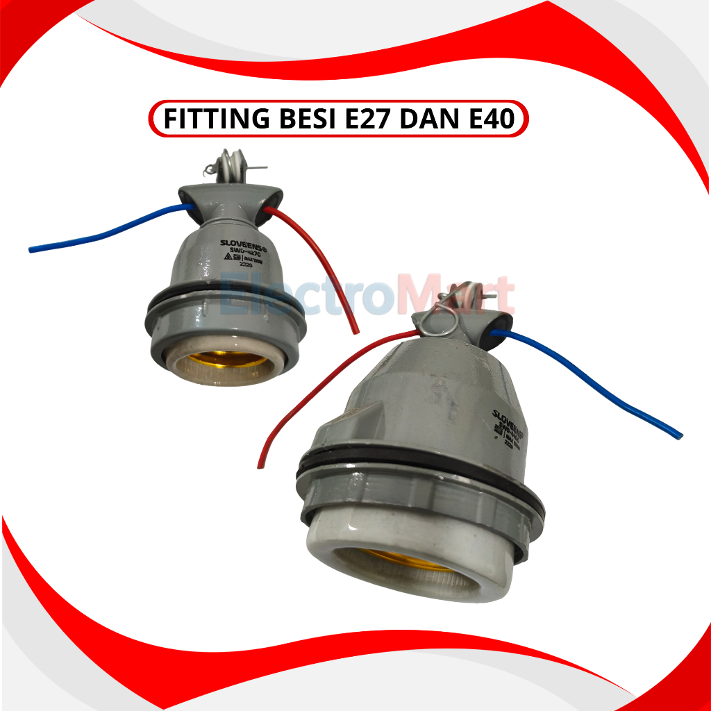 Fitting Gantung WD E27 E40 Fiting WD E27 E40 - Fitting WD Gantung Keramik Besi WD + Kawat / Fiting L