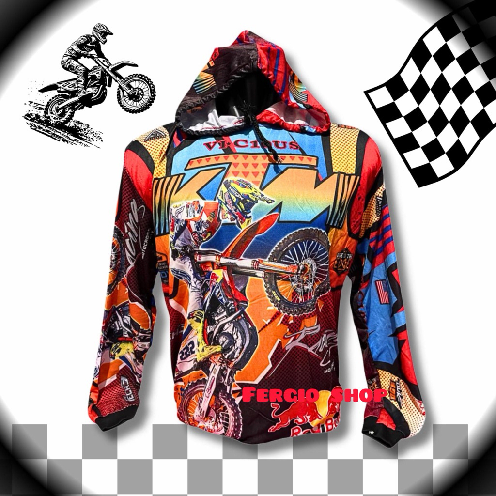baju kupluk dewasa motor cross/ atasan dewasa topi racing/ kaos pria olahraga balap motor