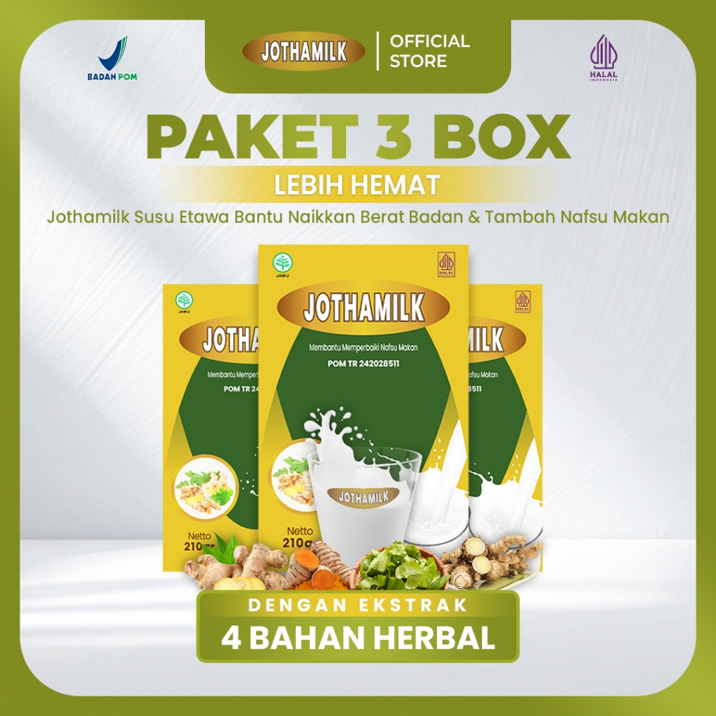 3 Box Susu Jothamilk Etawa Premium | Susu Penggemuk Badan Dewasa | Penambah Berat Badan Pria Wanita 