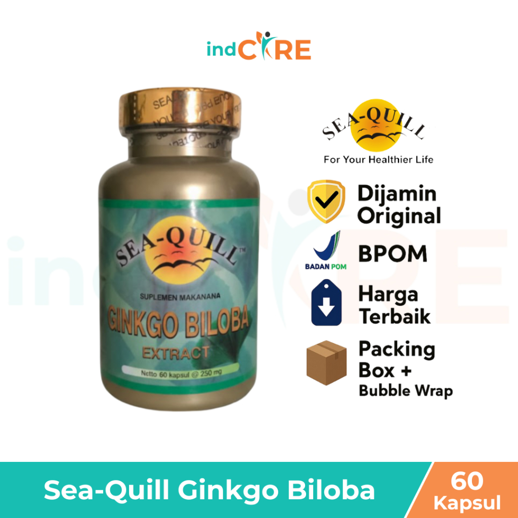 Sea Quill Ginkgo Biloba Isi 60 Kapsul / Sea Quill Ginkgo Biloba / Vitamin Regenerasi Sel / Antioksid