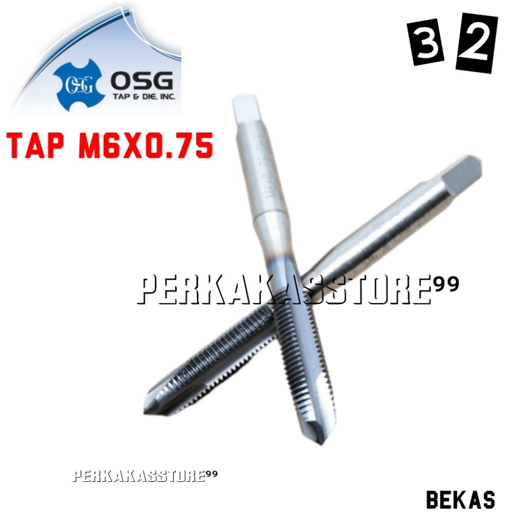 Tap Setelan angin karburator M6×0.75 OSG JEPANG tap lurus m6 × 0.75 Hss bekas mulus