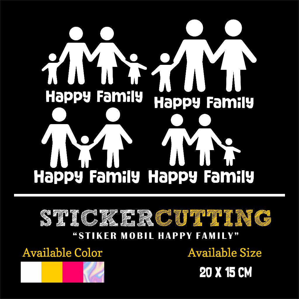 Stiker Kaca Belakang Mobil Happy Family Stiker Cutting Family