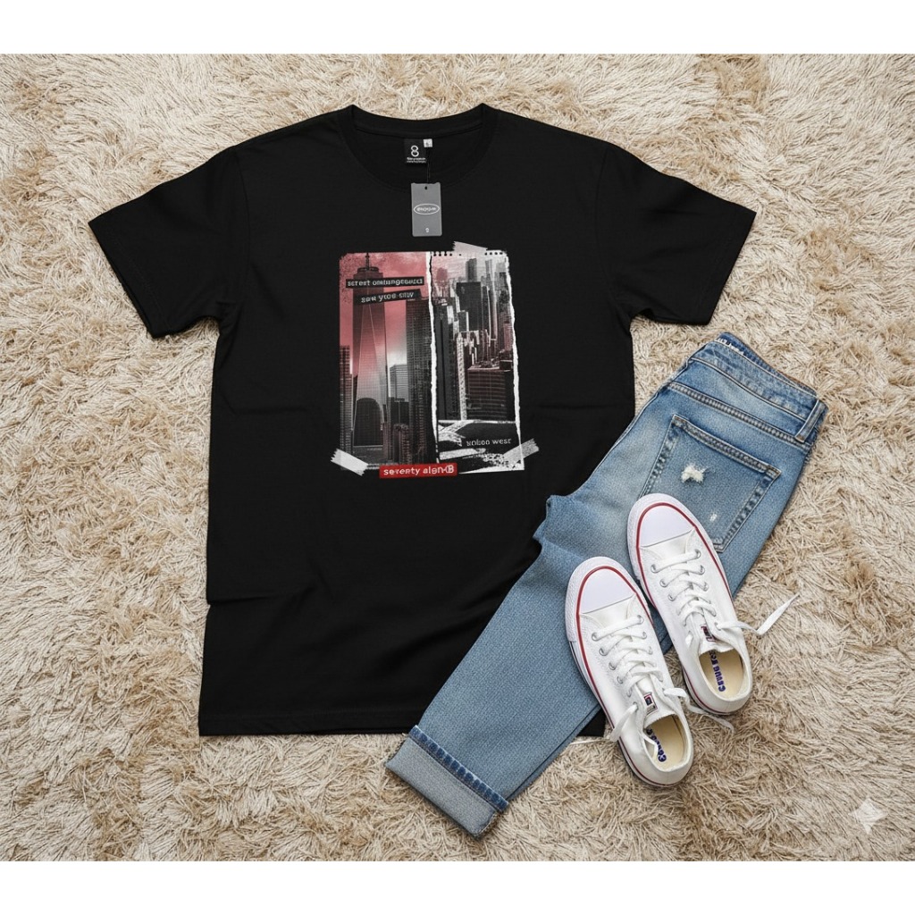 SEVENTY EIGHT Tshirt Putih Original Pria Wanita Logo Monochrom - Kain Katun / Kaos Greenlight Origin