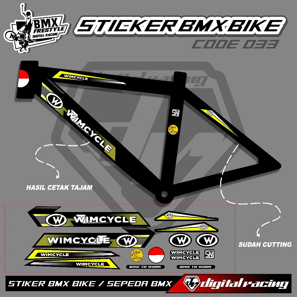 MOTIF STIKER STRIPING BUAT ALL SEPEDA WIMCYCLE CODE 033 VARIASI POLET STIKER WIMCYCLE MOTIF LIS BIKE