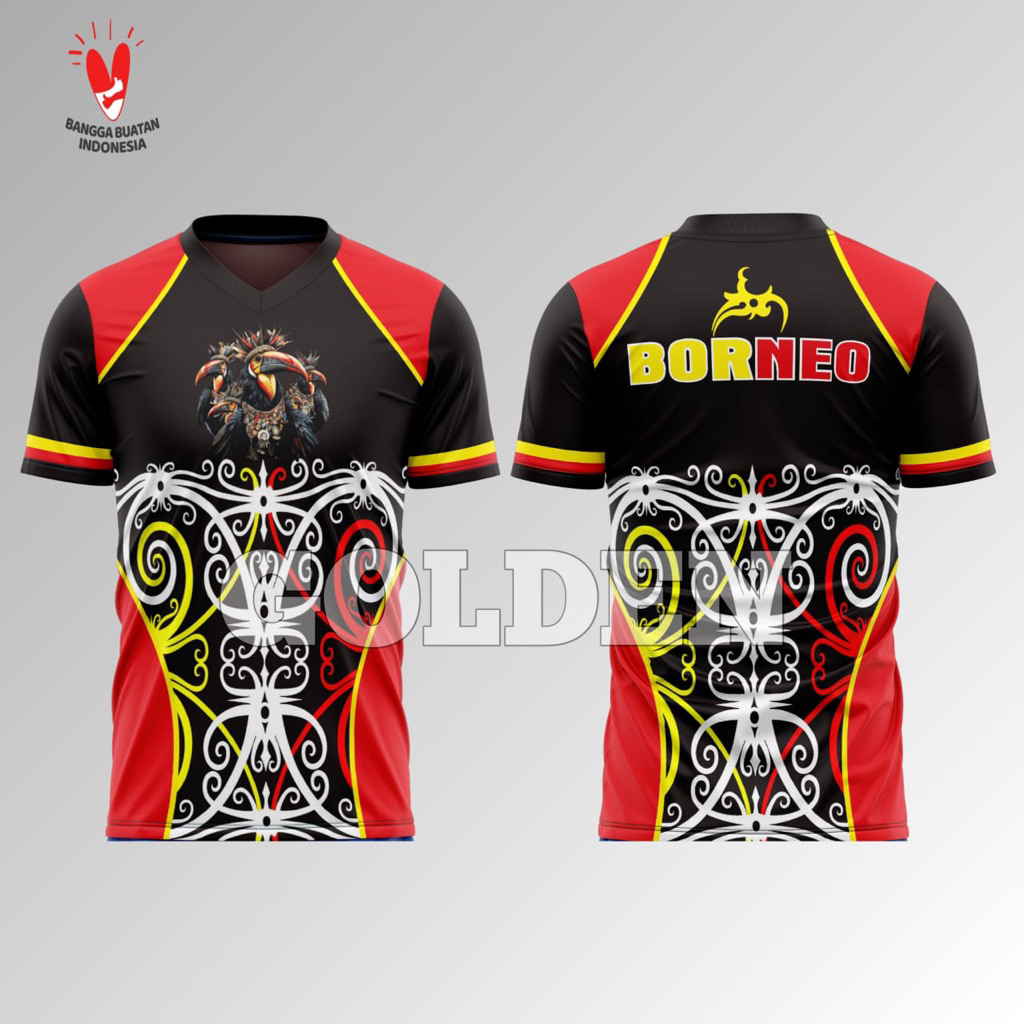 kaos jersey motif batik dayak printing/baju kaos dayak kalimantan murah/kaos batik kalimantan custom
