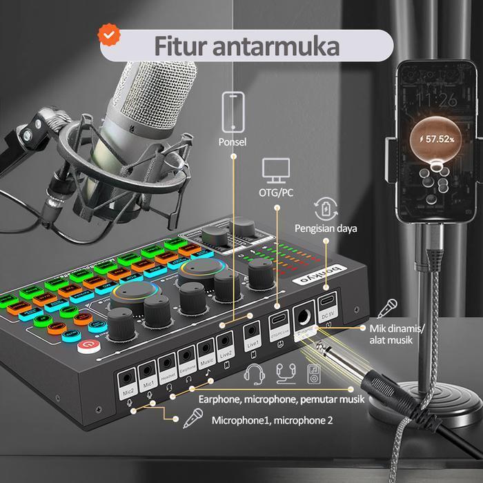 Paket Karaoke Mini: Soundcard F999 MAX + Mic BM800 Mini - Rekam & Live