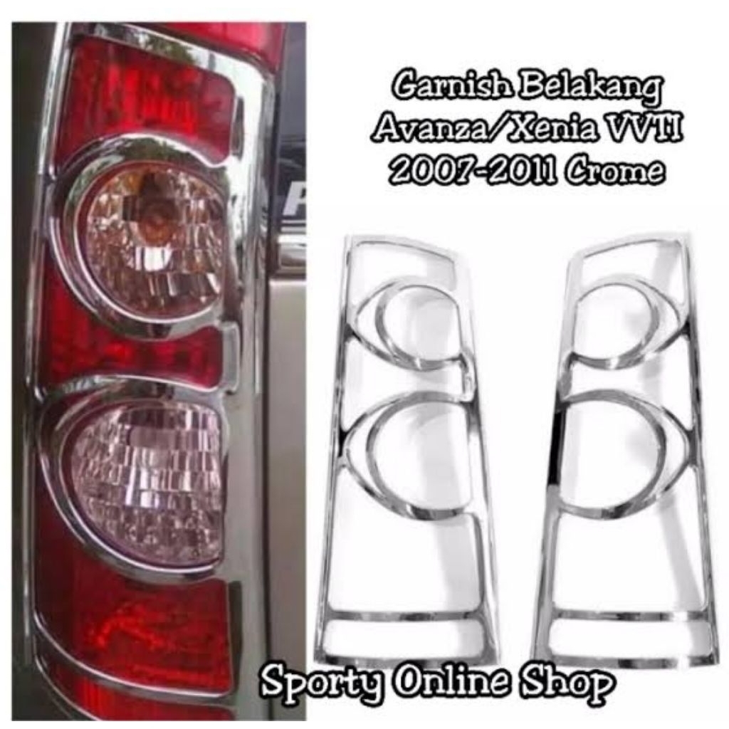 Garnish / List / Cover Lampu Belakang Mobil AVANZA / XENIA New / VVTI 2008 2009 2010 Exclusive Chrom
