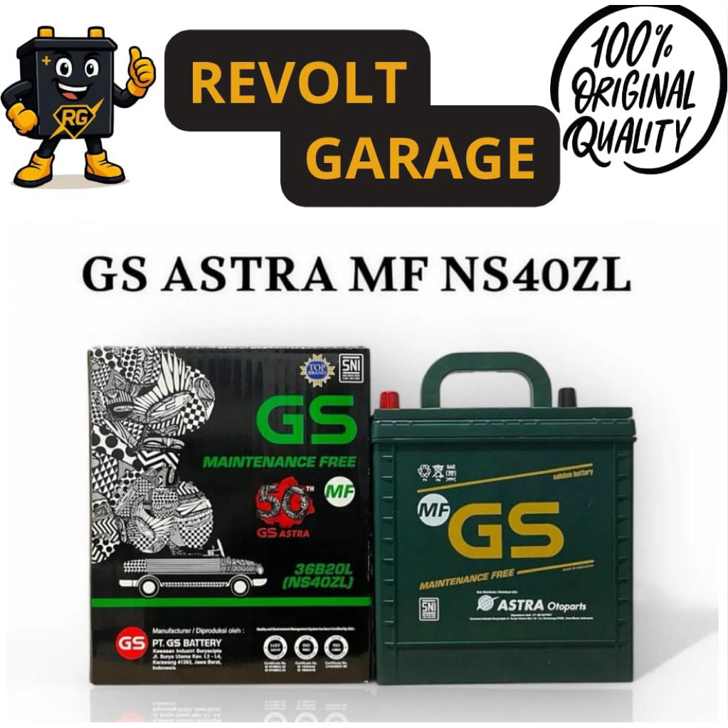 Aki Mobil GS ASTRA MF - NS40ZL untuk Sirion, Calya, Sigra, Ayla, Agya, City, Mobilio, Brio, Jazz, Al