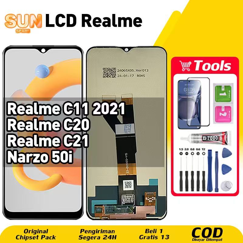 Original For LCD Realme C11 2021 / Realme C20 LCD Realme C21 / Realme Narzo 50i asli hp layar lcd an