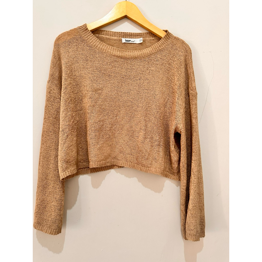 Crop Sweater Rajut Wanita/Knit Crop/Knit Rajut/Sweater Rajut/Atasan Knit Coklat Moka