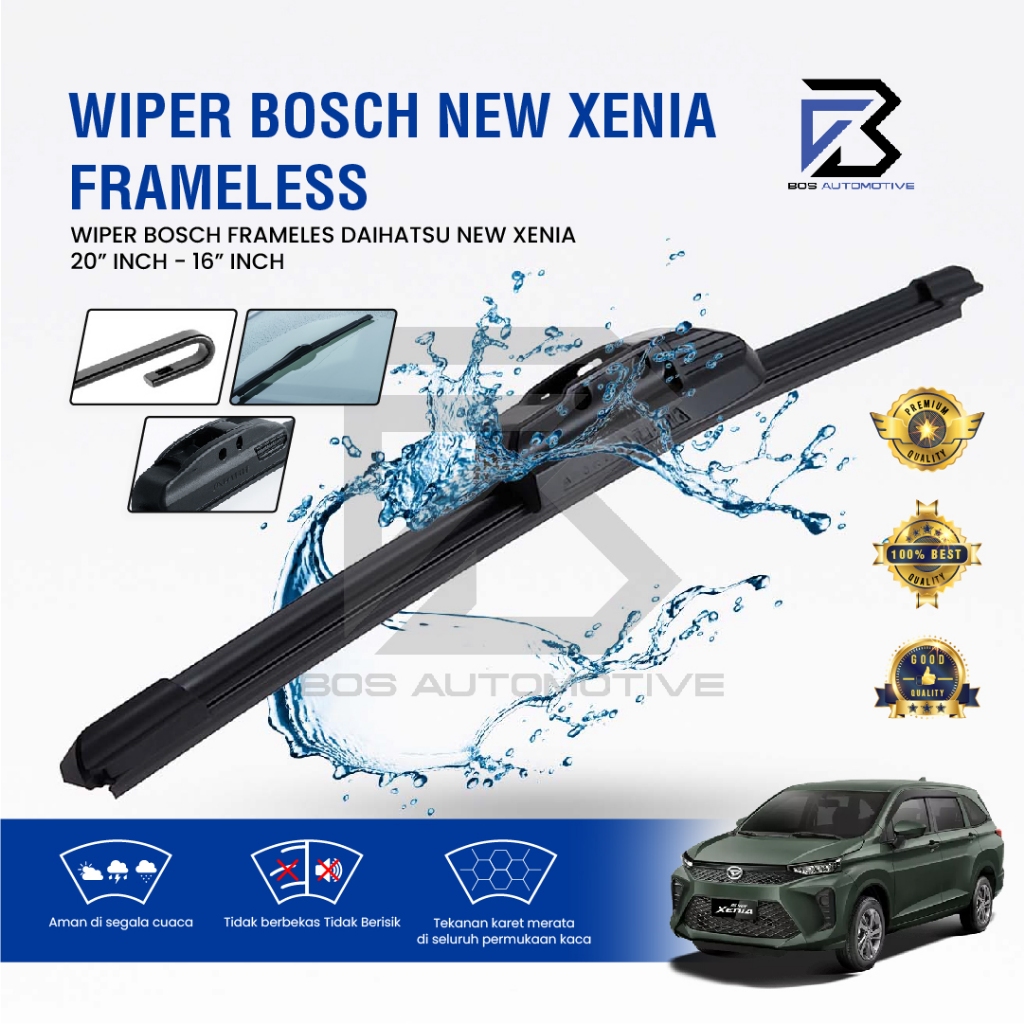 Wiper Blade BOSCH Clear Frameless Karet | Advantage Besi Kipas Kaca Depan Mobil DAIHATSU NEW XENIA F