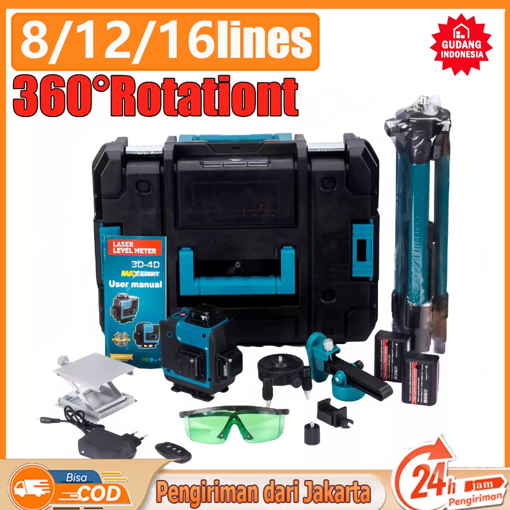Waterpass laser multifungsi 8 line 59000MAH laser tukang bangunan 12 line laser level 16 line