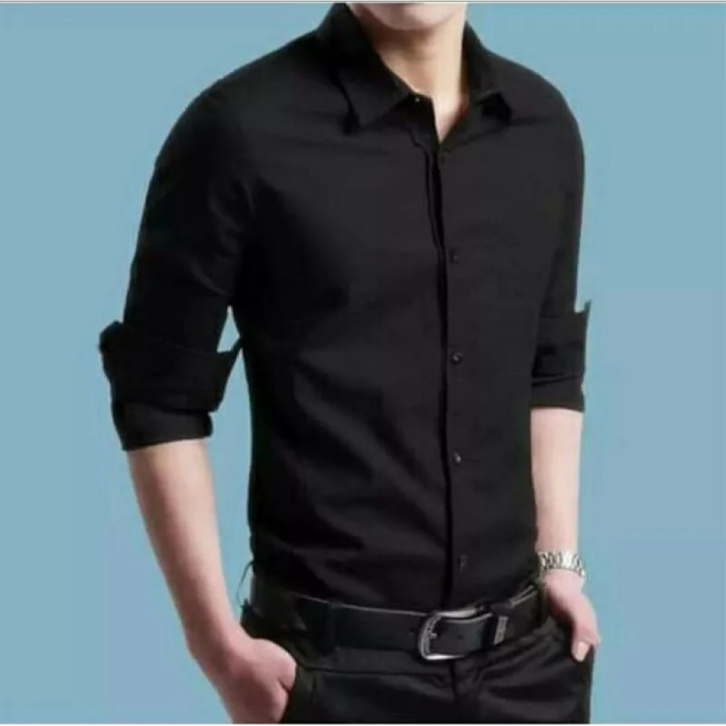 GROSIR SENA (PROMO COD) Kemeja Pria Lengan Panjang Kemeja Polos Pria Oxford Kemeja Hitam Baju Laki L